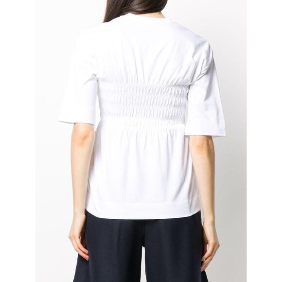 $300 New Ganni Smocked Jersey White Top - XXS - Picture 2 of 8